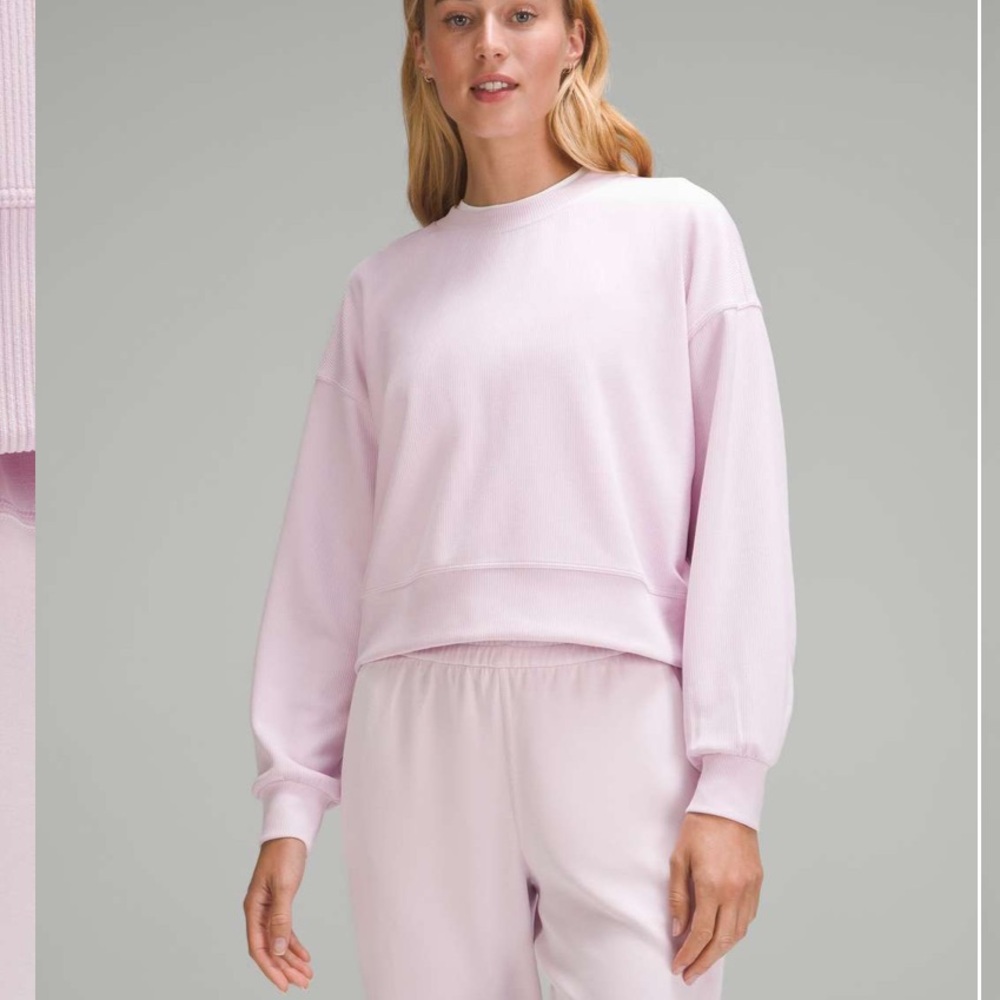 Lululemon Ribbed Softstreme Perfectly Oversized Cropped Crew Meadowsweet Pink